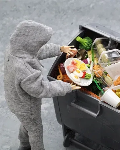 Food scraps being placed into a waste container